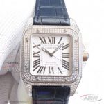 V6 Factory Santos De Cartier Diamond Case White Face 44mm Automatic Women's Watch